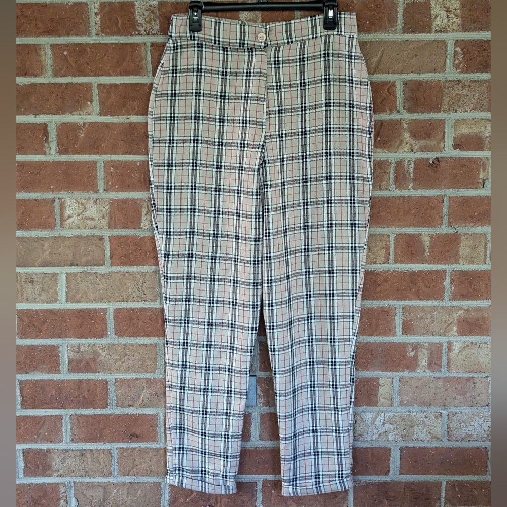 Nasty Gal Sz 8 NWT Check Tapered High Waisted Pants - Picture 7 of 12